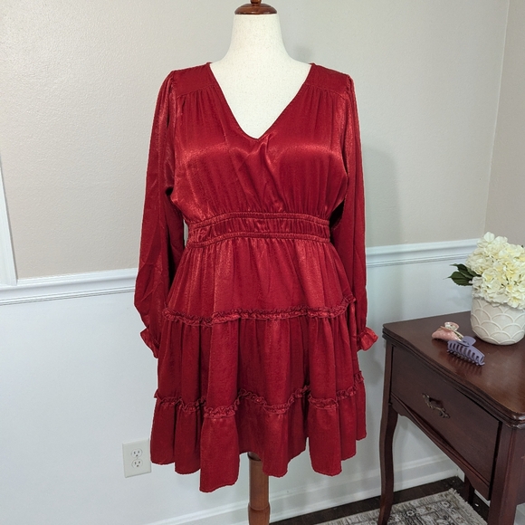 3/$30 Maurices Shiny Red Dress - Picture 2 of 7